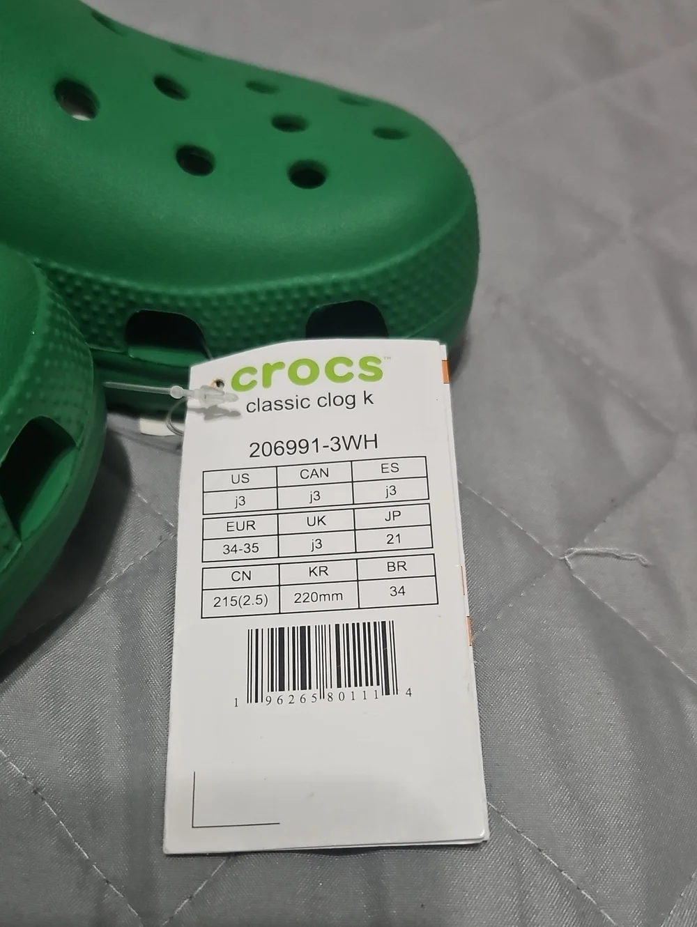 CROCS Kids Green Classic Clog Sandals